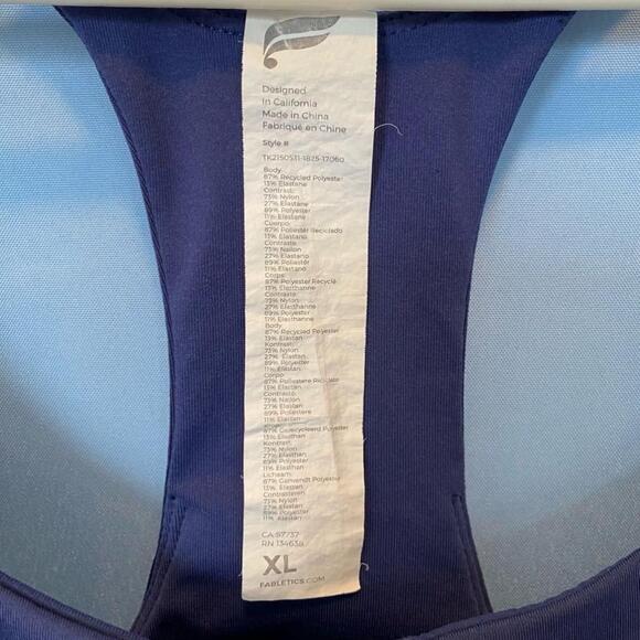 Fabletics Navy Blue Racer Back Tank Top Size XL Athletic Workout Tennis 2 Ball P - Picture 9 of 9